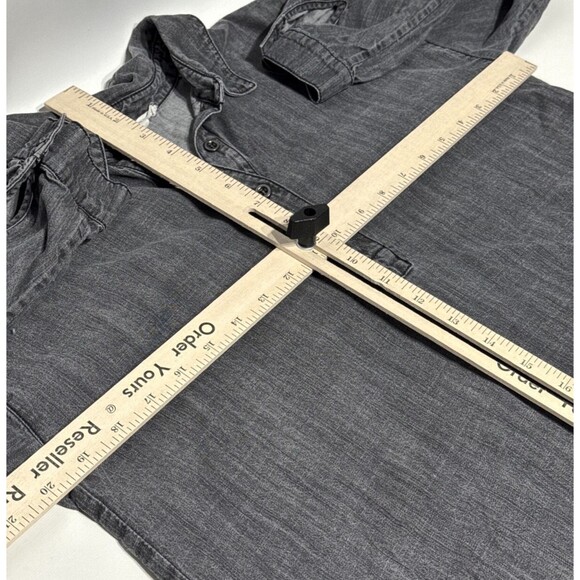 Eileen Fisher Organic Chambray Denim 1/4 Button Long Sleeve Top Women's XS - Picture 11 of 11